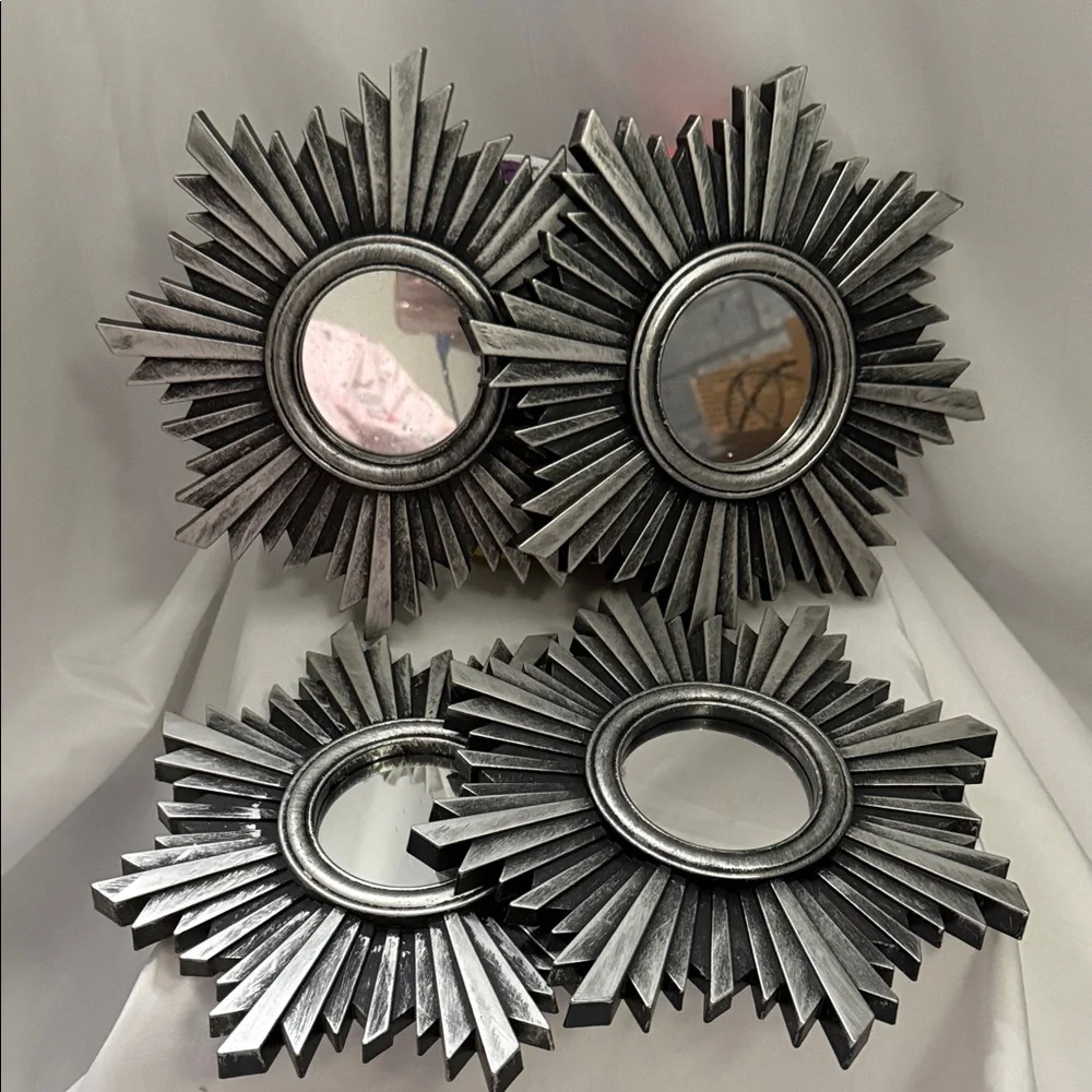 Sunburst Silver Wall Mirror Set